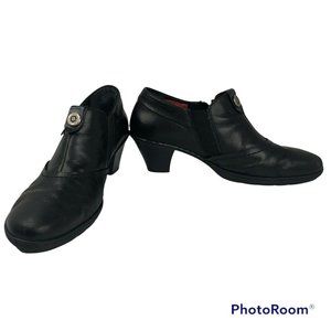 Reiker Women's Size 10 Black Leather Casual Shoes, Size Zip, Elastic Foot Gusset